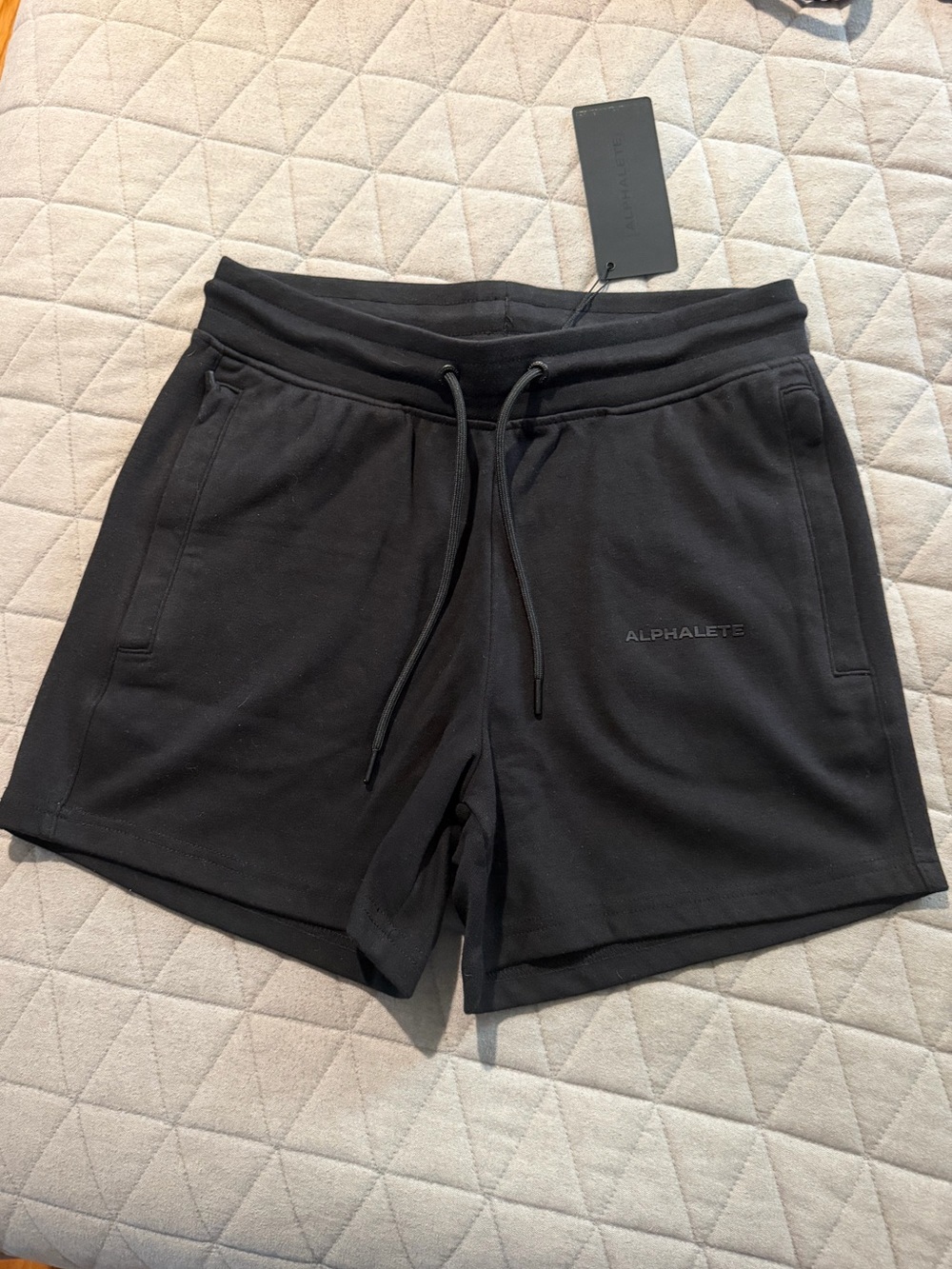 Alphalete Black Sweat Shorts Women’s Medium NWT Zip Pockets